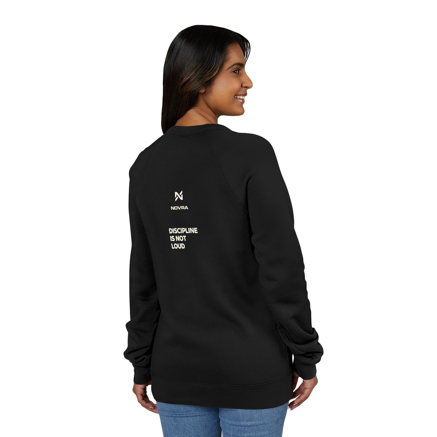 Discipline Is Visible Sweatshirt — Minimal Motivational Raglan Crewneck