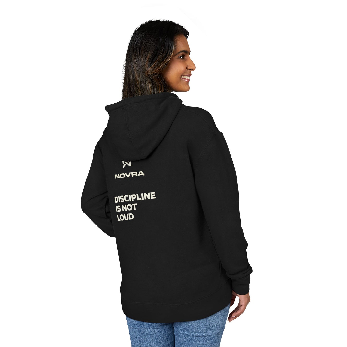 Discipline Is Visible Hoodie — Minimal Motivational Black Pullover