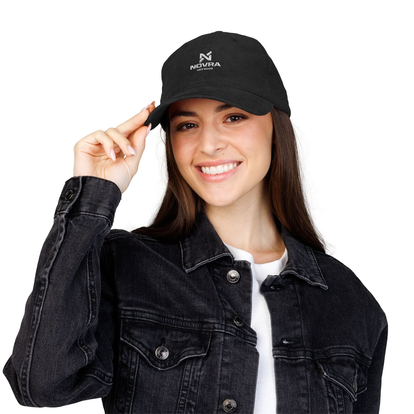 Vintage Corduroy Embroidered Cap — NOVRA Logo Dad Hat