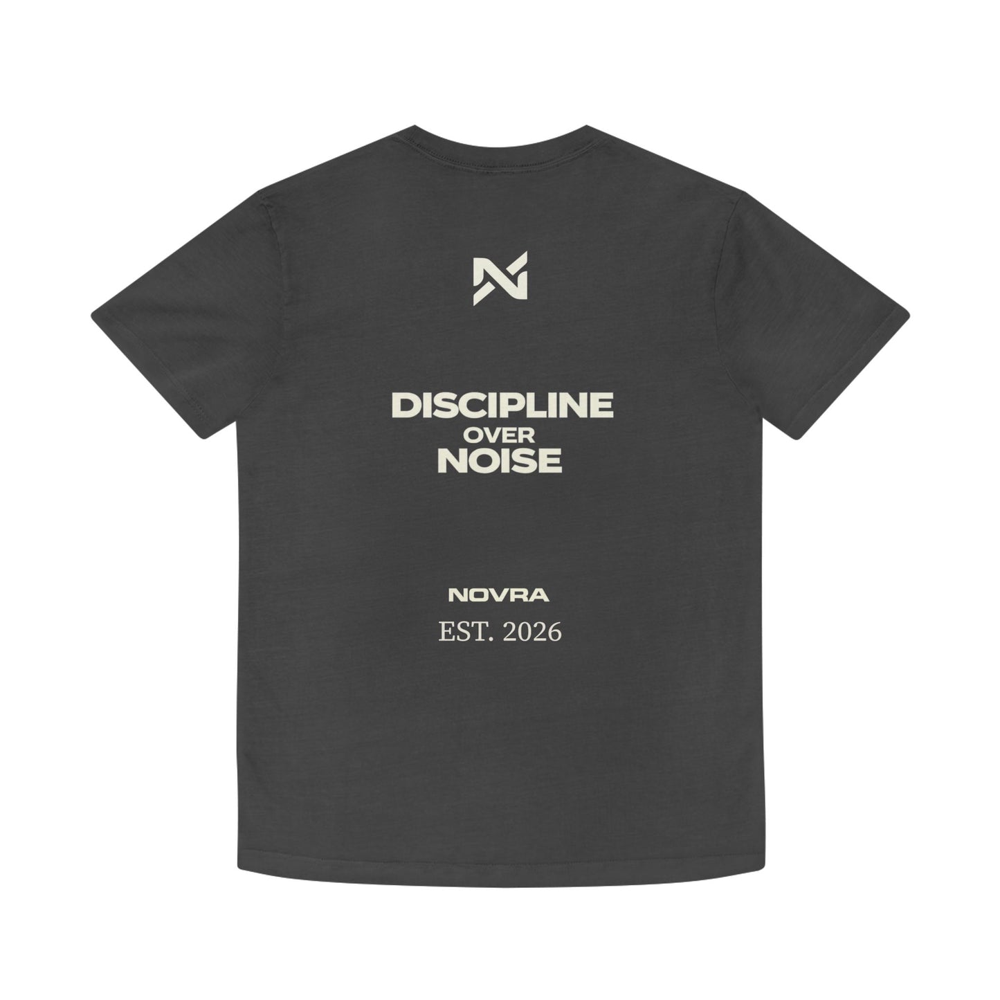 Discipline Over Noise Black Graphic T Shirt – Cream Typography Minimalist Streetwear | NOVRA