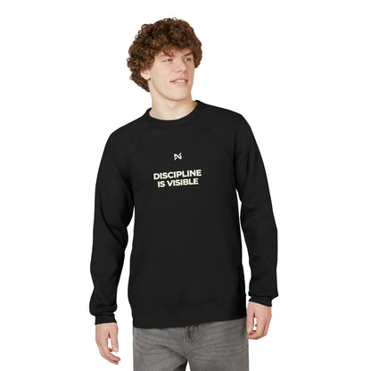 Discipline Is Visible Sweatshirt — Minimal Motivational Raglan Crewneck