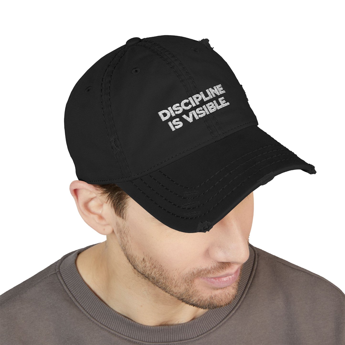 Distressed Dad Hat - "Discipline Is Visible" Embroidered Cap
