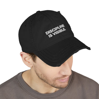 Distressed Dad Hat - "Discipline Is Visible" Embroidered Cap