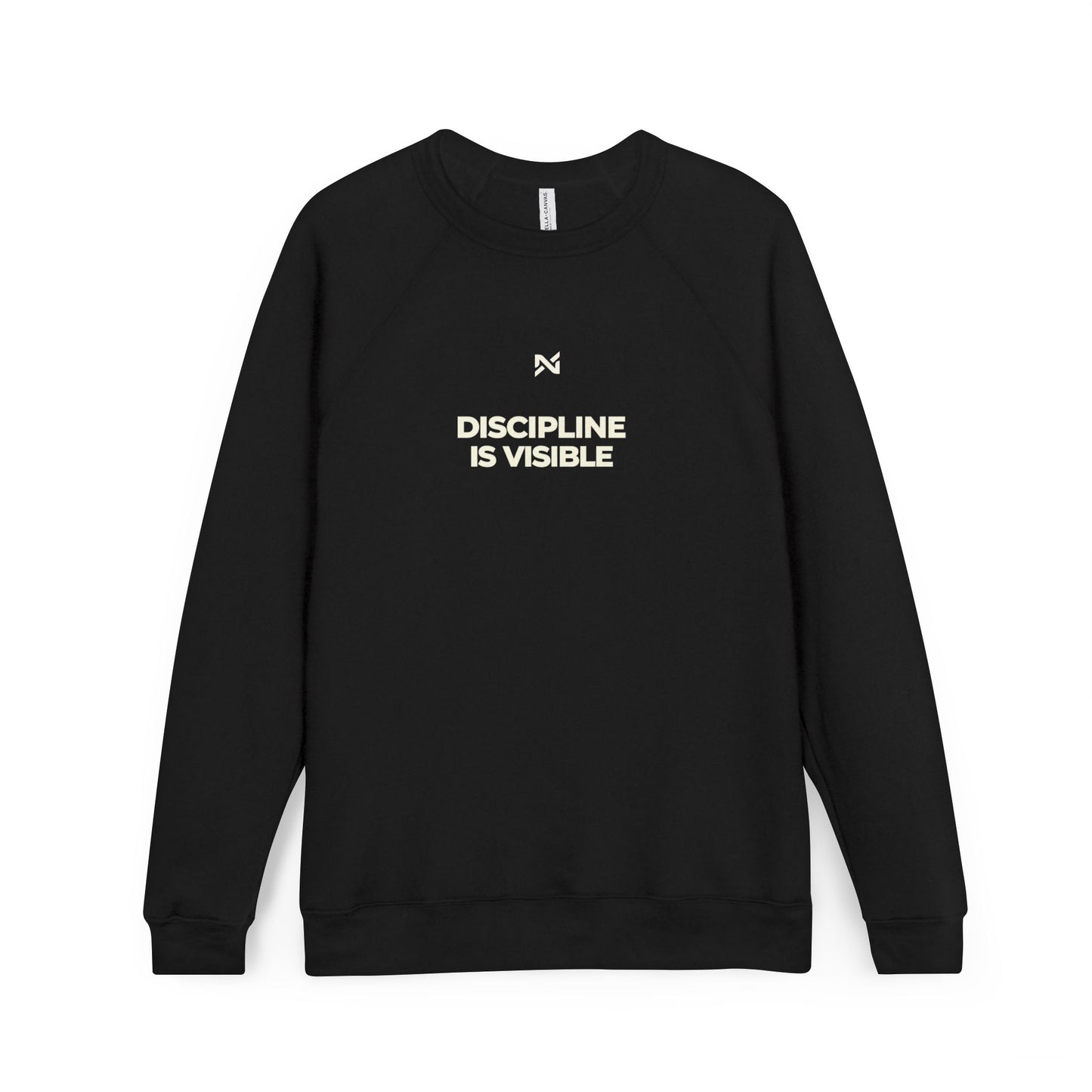 Discipline Is Visible Sweatshirt — Minimal Motivational Raglan Crewneck