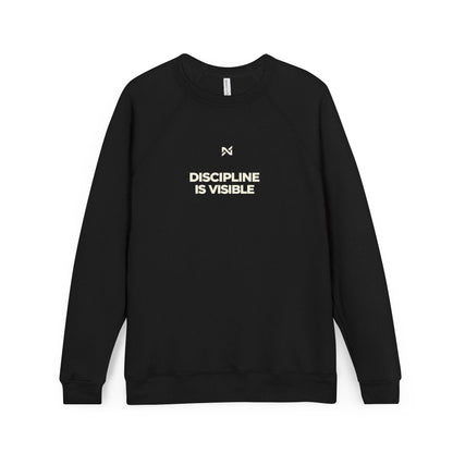 Discipline Is Visible Sweatshirt — Minimal Motivational Raglan Crewneck