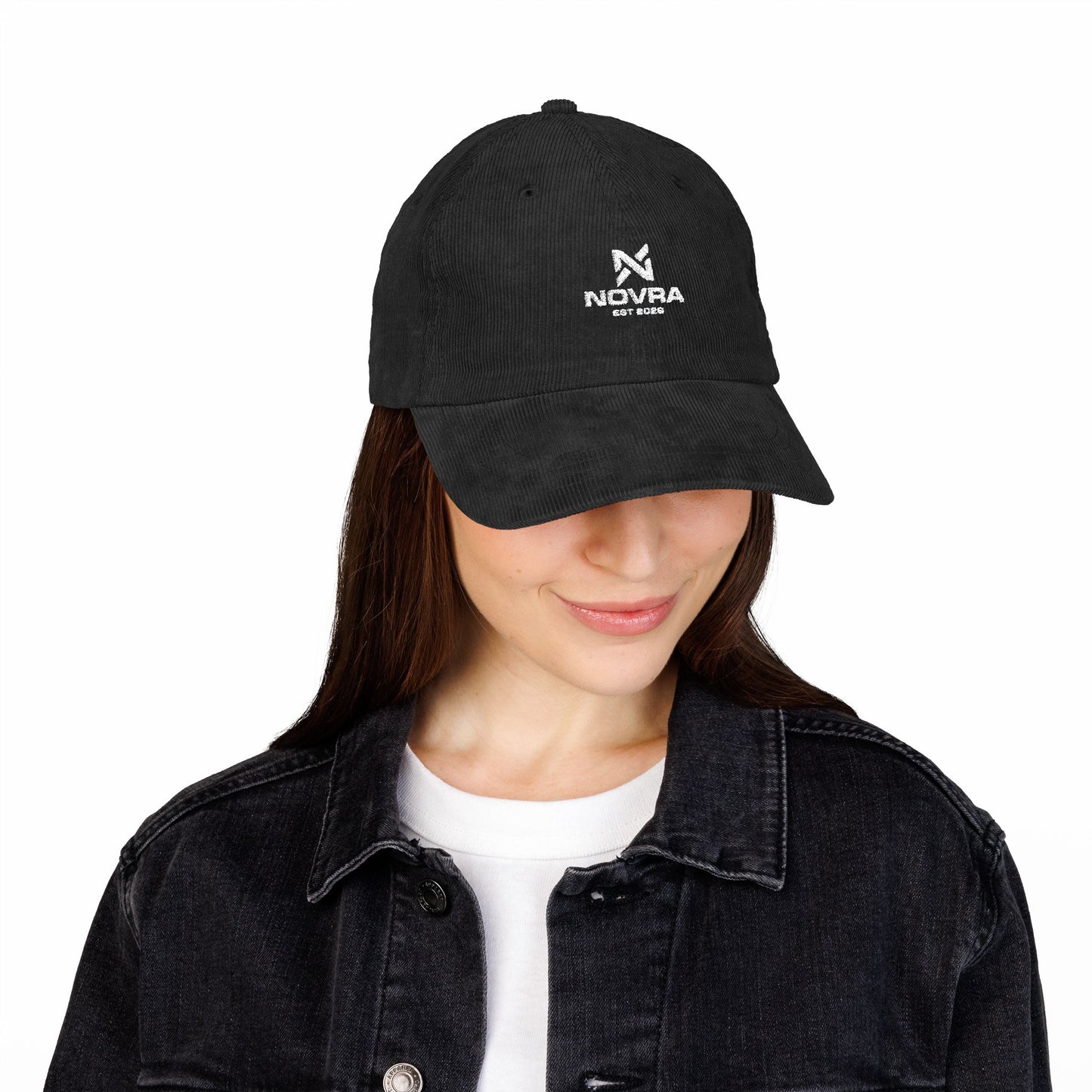Vintage Corduroy Embroidered Cap — NOVRA Logo Dad Hat