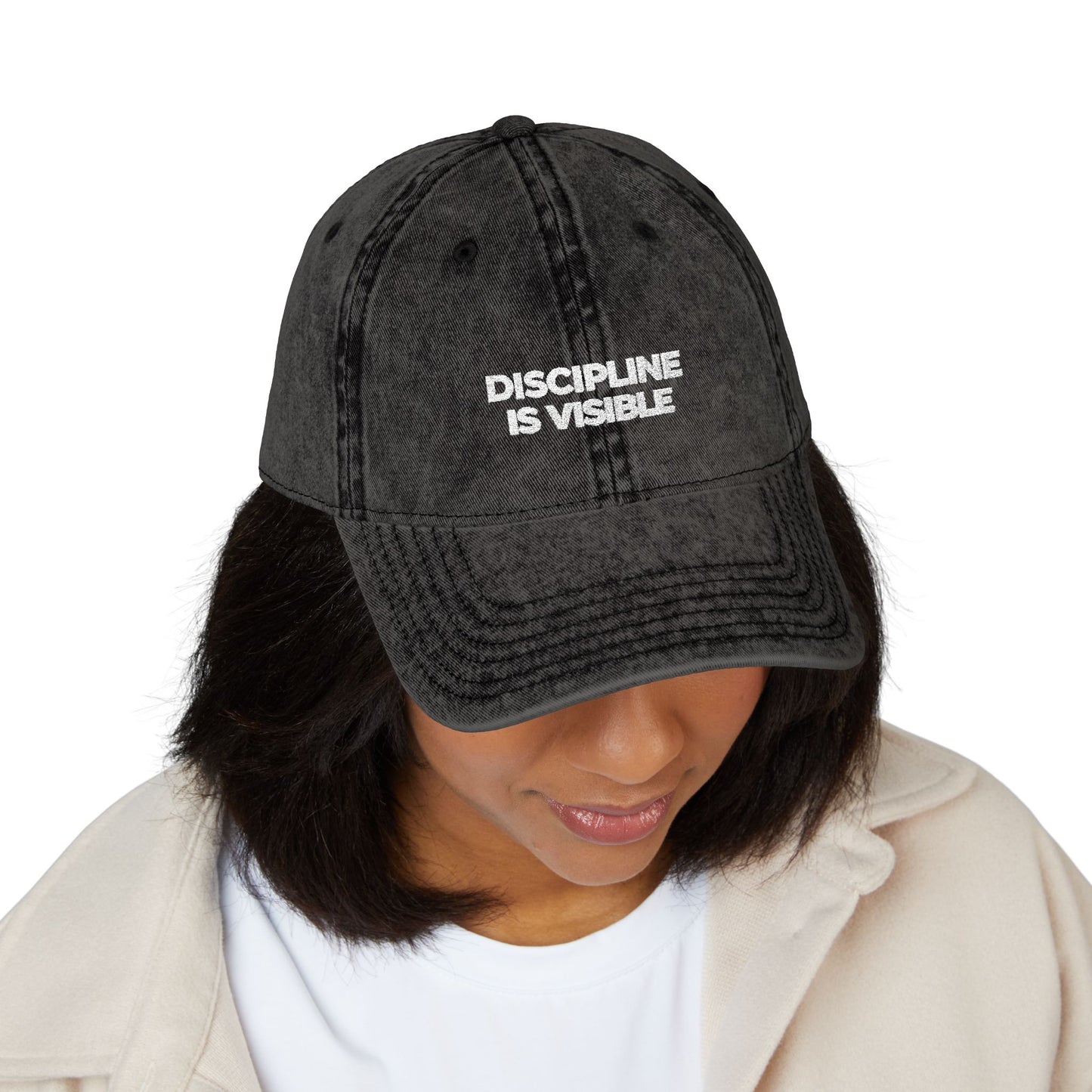 Vintage Embroidered Cap - "Discipline Is Visible" Distressed Baseball Hat
