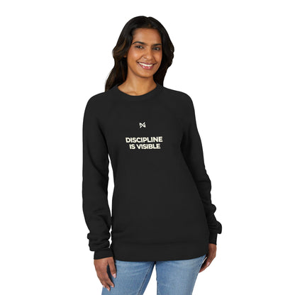 Discipline Is Visible Sweatshirt — Minimal Motivational Raglan Crewneck