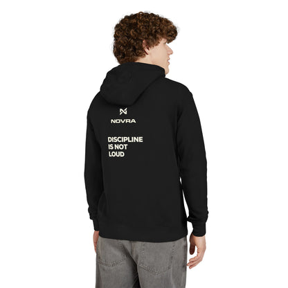 Discipline Is Visible Hoodie — Minimal Motivational Black Pullover