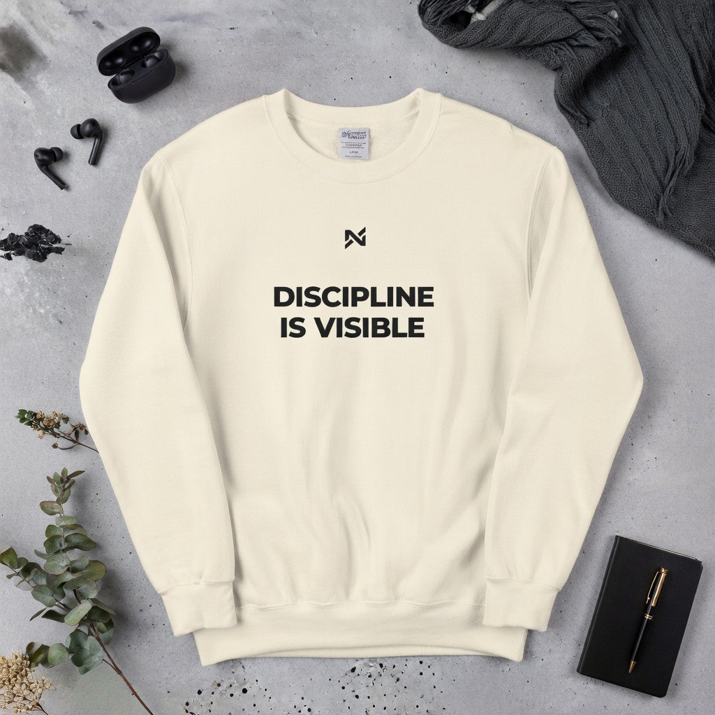 Discipline Is Visible Crewneck Sweatshirt – Minimal Motivational Crewneck