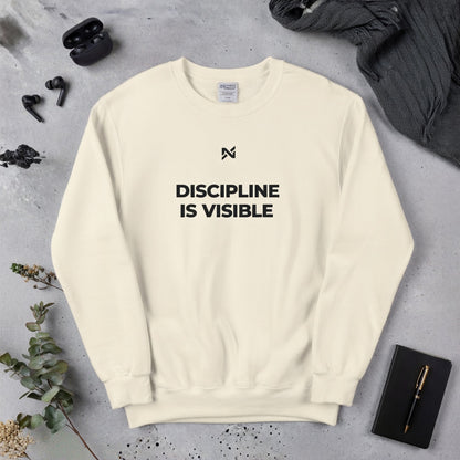 Discipline Is Visible Crewneck Sweatshirt – Minimal Motivational Crewneck